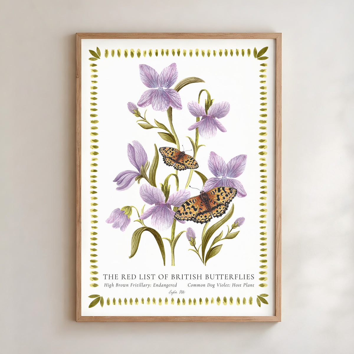 High Brown Fritillary Butterfly & Dog Violet Fine Art Print