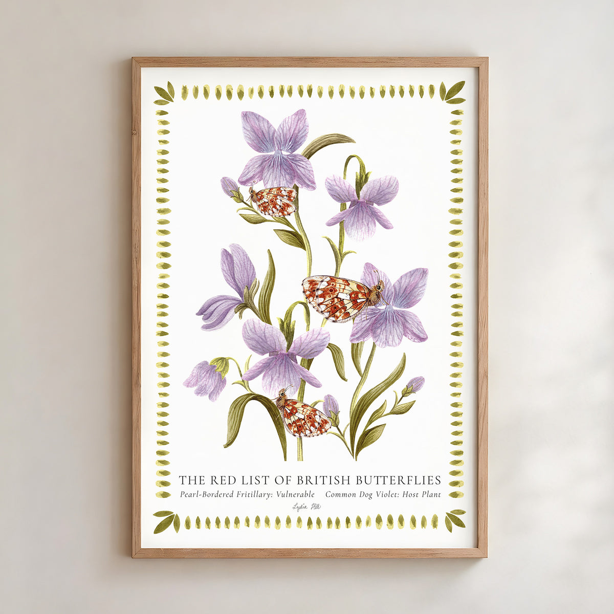 Pearl-Bordered Fritillary Butterfly & Dog Violet Fine Art Print