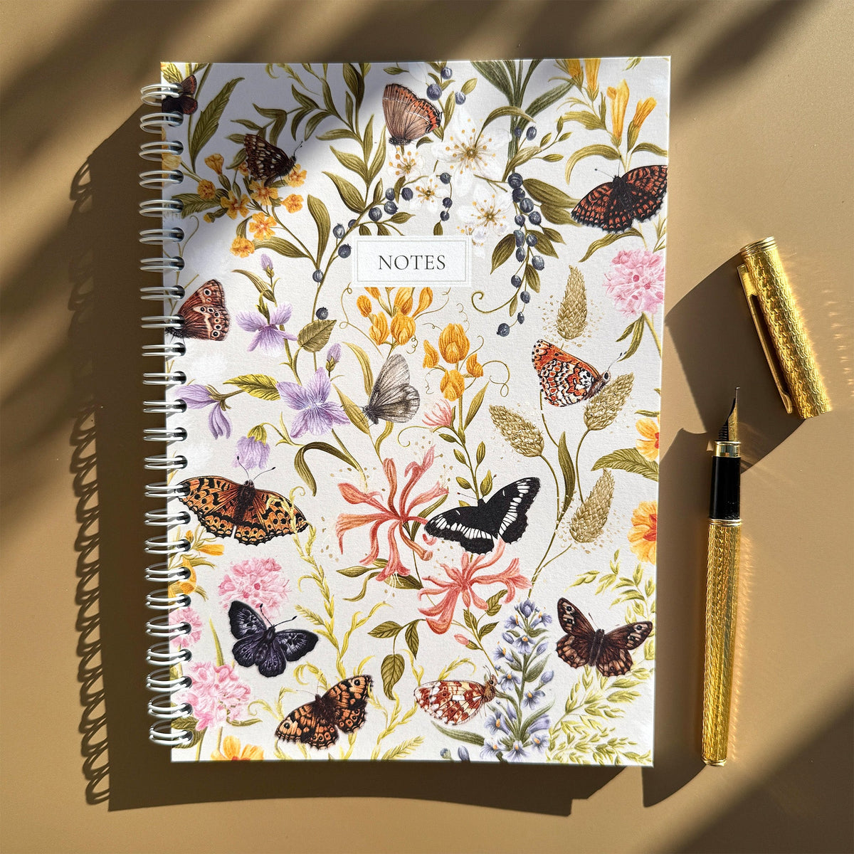 A5 Endangered British Butterfly Patterned & Lined Spiral Heritage Notebook - Lydia Hill Designs