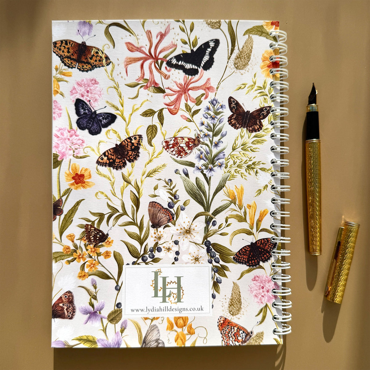 A5 Endangered British Butterfly Patterned & Lined Spiral Heritage Notebook - Lydia Hill Designs