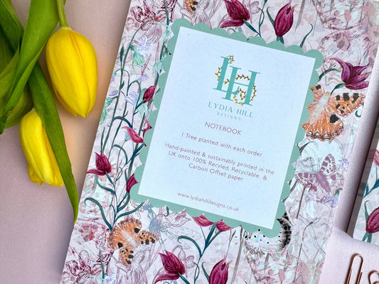 A5 Endangered Eden Luxury Patterned & Lined Notebook - Lydia Hill Designs