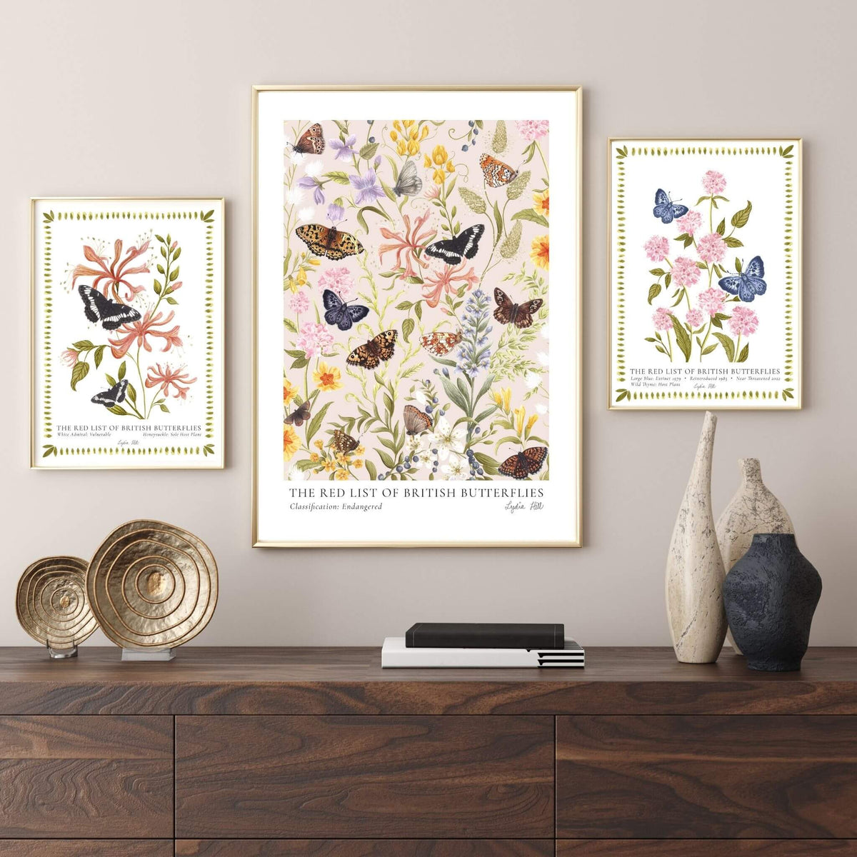 Endangered British Butterfly Colourblock Heritage Fine Art Print - Lydia Hill Designs