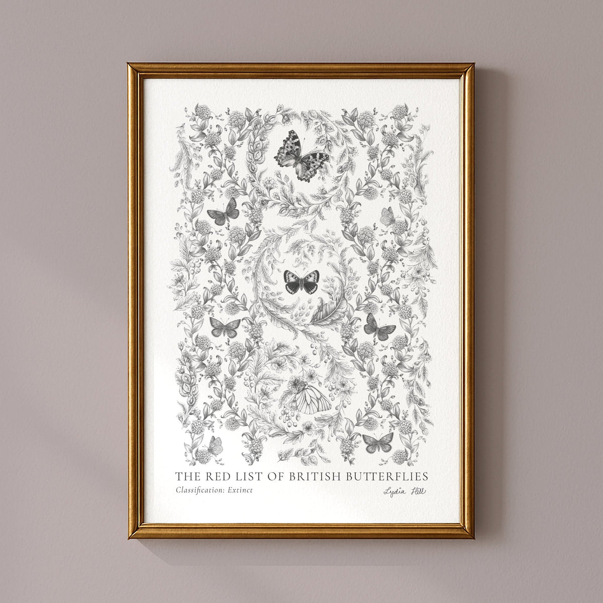 Extinct British Butterflies Heritage Fine Art Print - Lydia Hill Designs