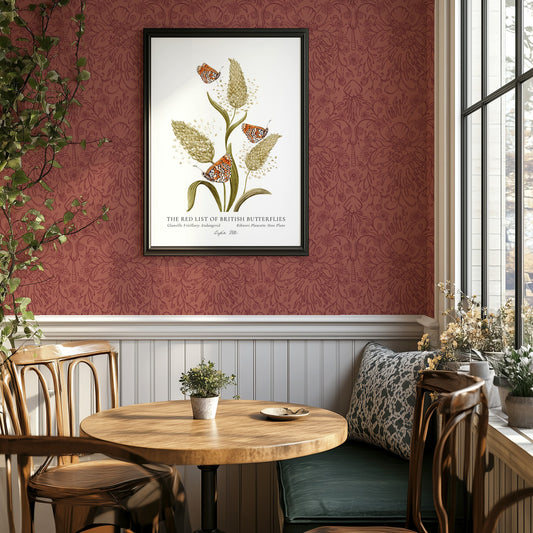 Glanville Fritillary British Butterfly, Heritage Fine Art Archival Print - Lydia Hill Designs