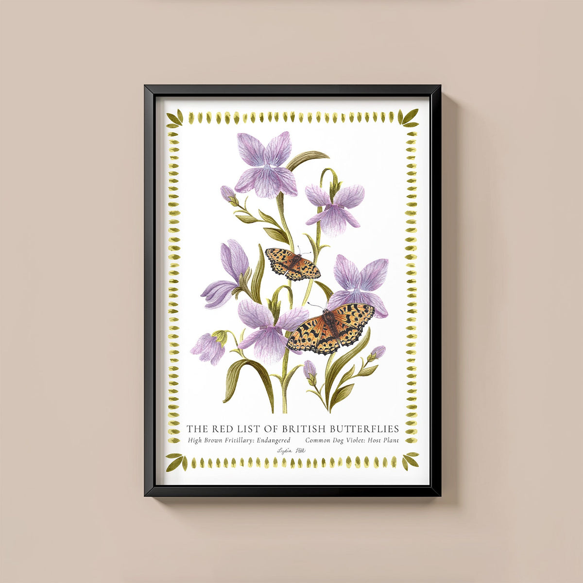 High Brown Fritillary British Butterfly, Heritage Fine Art Archival Print - Lydia Hill Designs