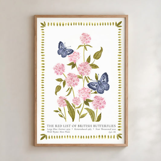 Large Blue Butterfly & Wild Thyme Fine Art Print